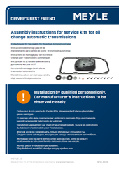 Assembly instructions for service kits for oil change automatic transmissions