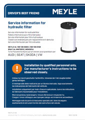 Service information for hydraulic filter