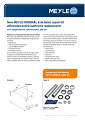 New MEYLE-ORIGINAL axle beam repair kit eliminates entire subframe replacement!