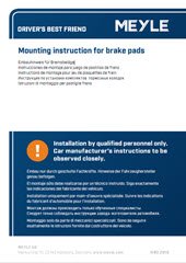 Mounting instruction for brake pads