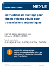 Instructions de montage pour kits de vidange d‘huile pour transmissions automatiques