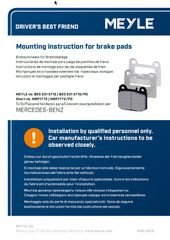 Mounting instruction for brake pads