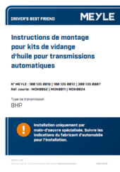 Instructions de montage pour kits de vidange d‘huile pour transmissions automatiques