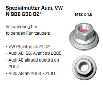 Spezialmutter Audi