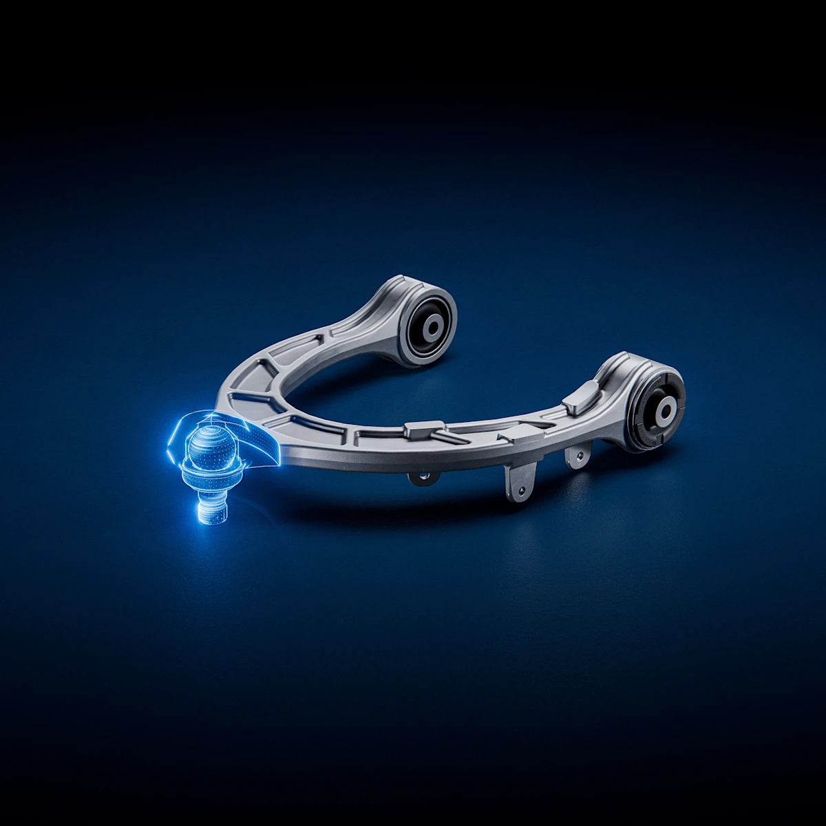 Motiv von einem MEYLE Querlenker für Tesla. Ein Halo Effekt hebt das HD Merkmal hervor.