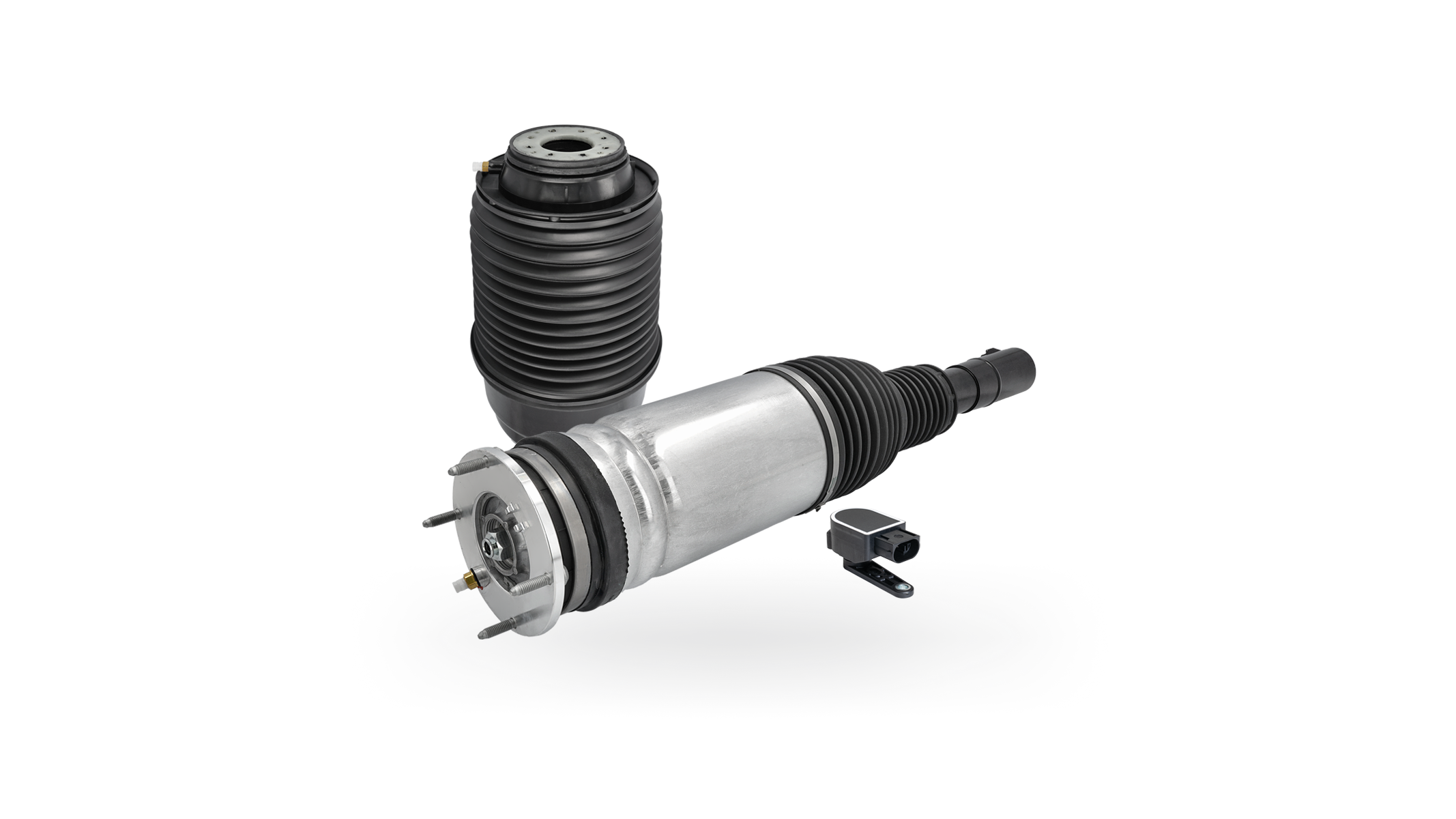 Photo of three MEYLE parts from the air suspension product group.