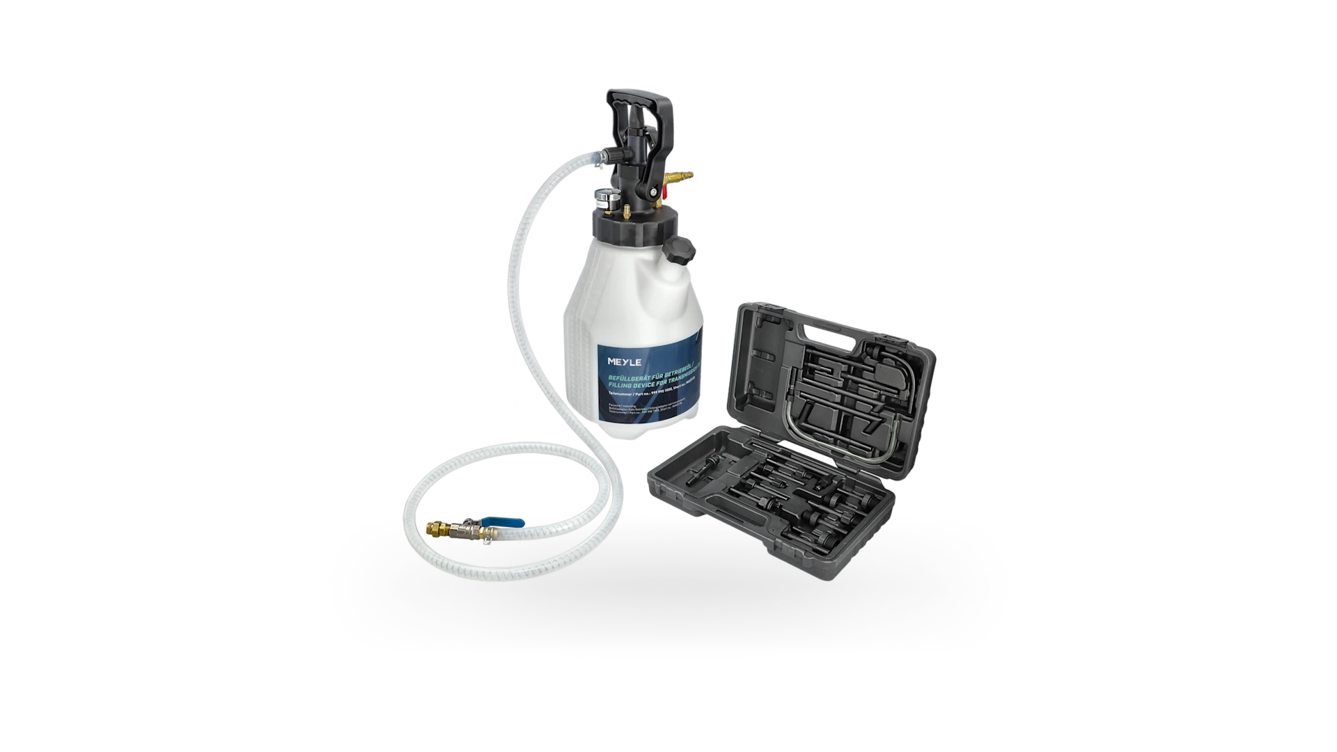 Foto von einem MEYLE Befüllgerät für den Getriebeölwechsel.