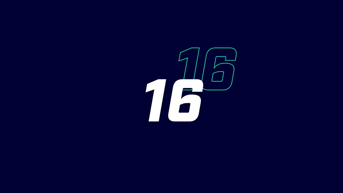 Graphic of the number 16.