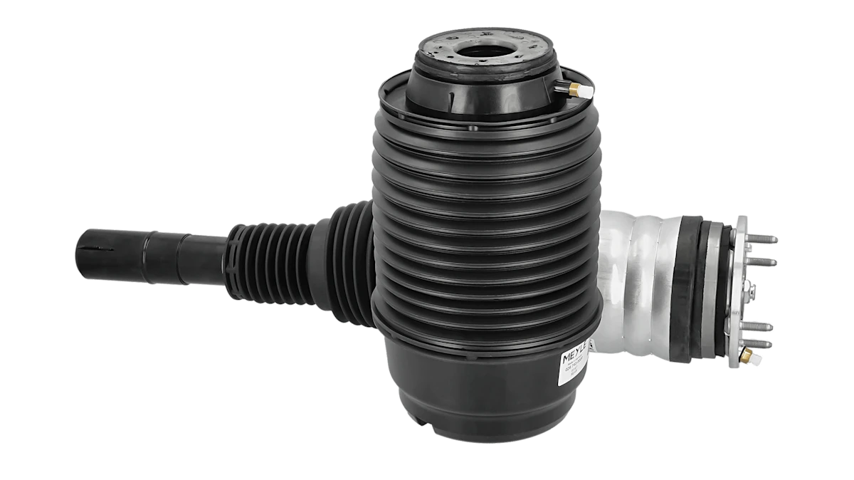 Photo of three MEYLE air suspension components.