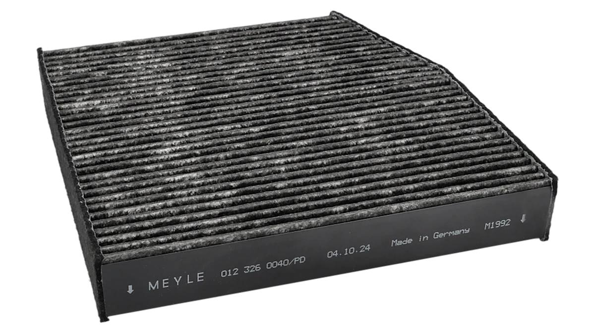 Close up of a MEYLE cabin air filter.
