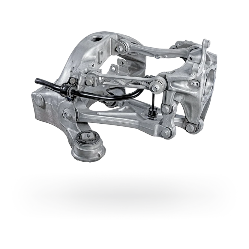 Photo of a rear axle for a Tesla Model S comprising MEYLE components.