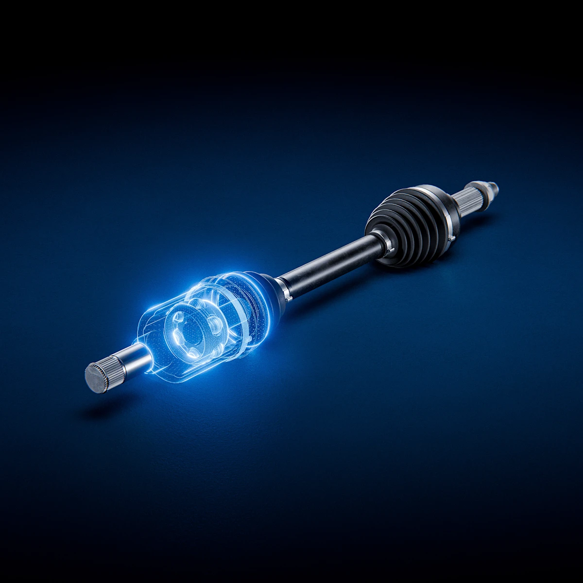 Motiv von einem MEYLE HD Antriebswelle. Ein Halo Effekt hebt das HD Merkmal hervor.