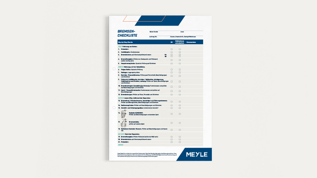 Abbildung von der MEYLE Bremsencheckliste.