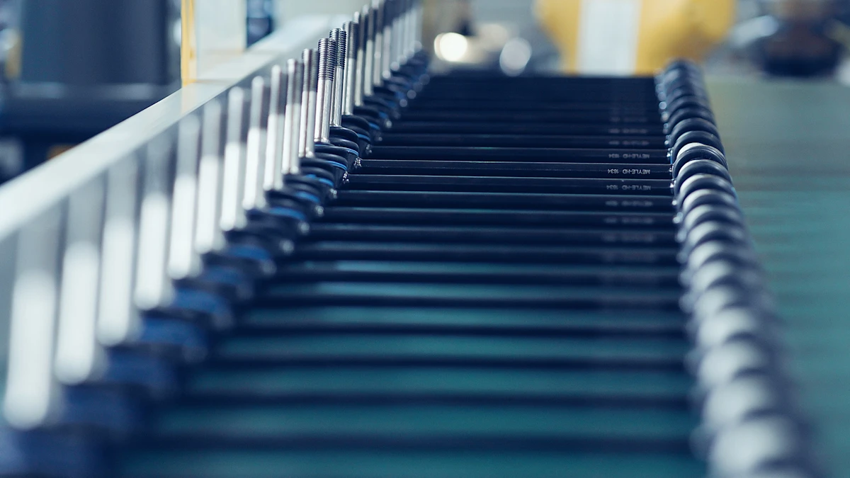 A MEYLE automotive spare part in series production, many duplicates in a row.