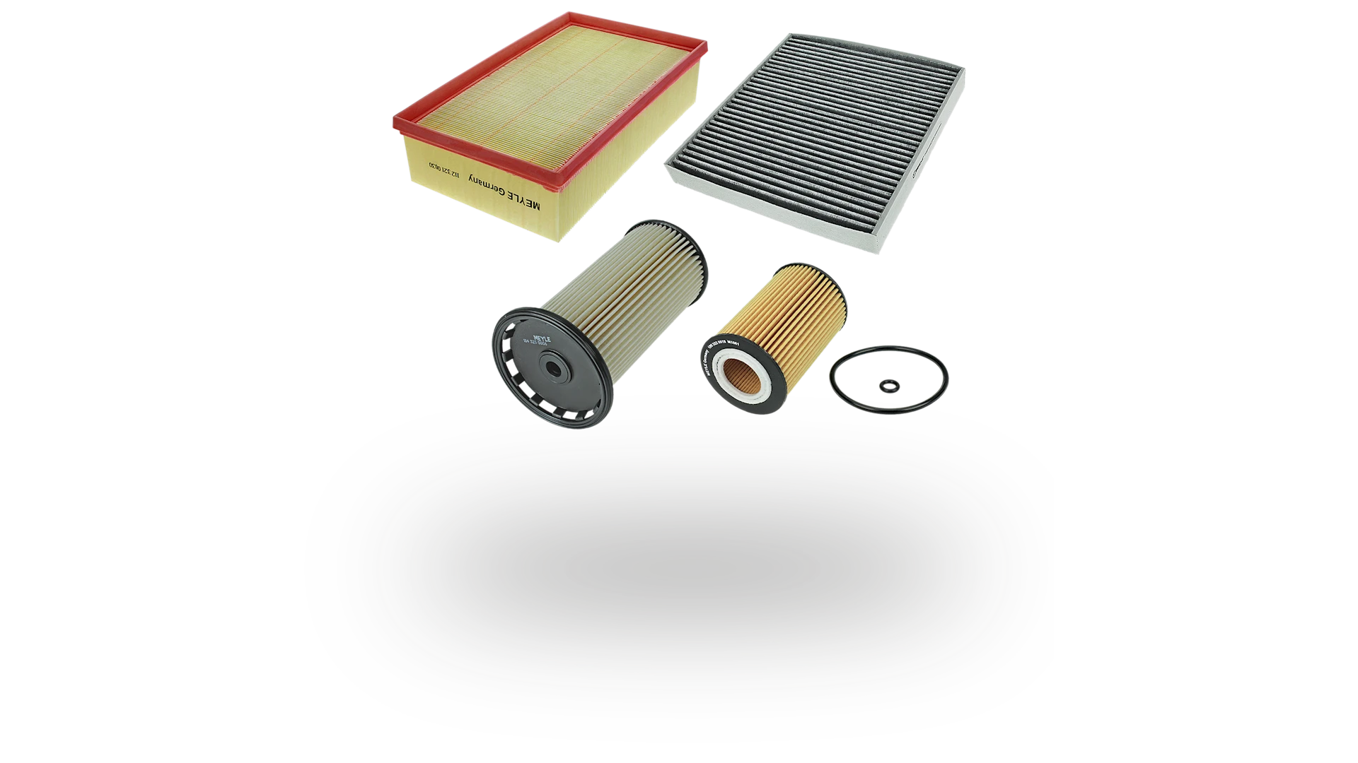 Product photo of a MEYLE filter kit in the “large” size.