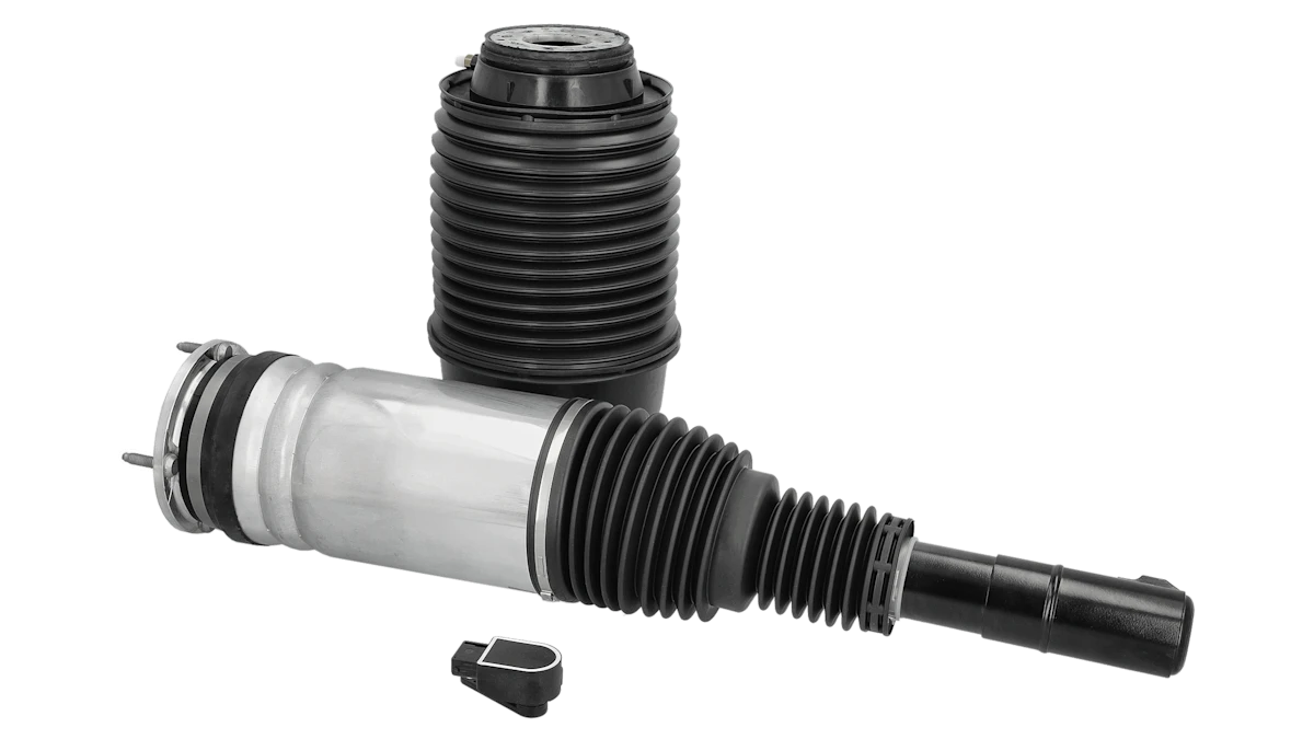 Foto von drei MEYLE Luftfederungsteilen.