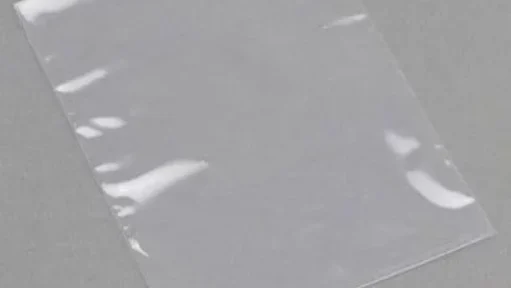 Photo of a transparent neutral plastic bag.