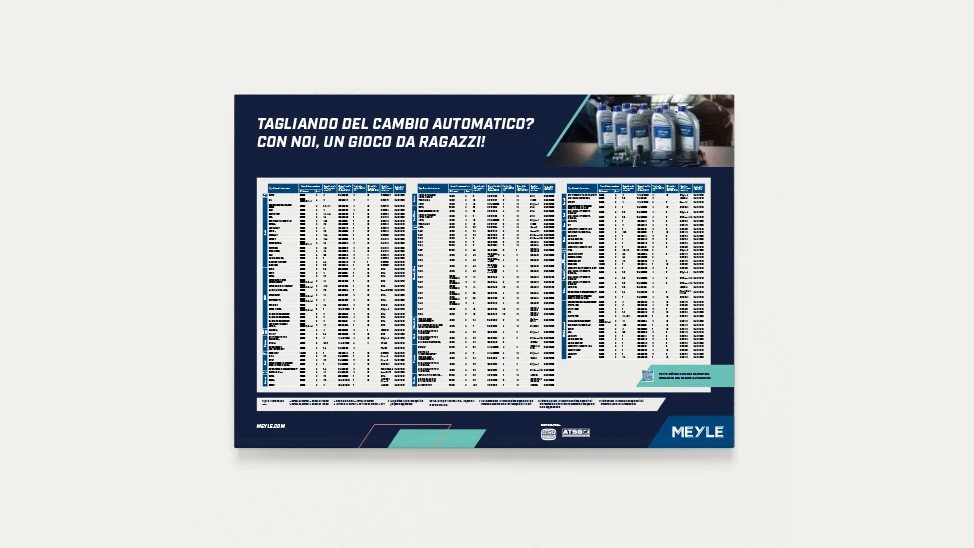 Illustration from the MEYLE poster for the installation of oil change kits.